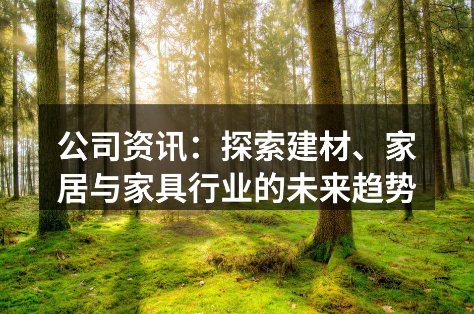 公司资讯:探索建材、家居与家具行业的未来趋势